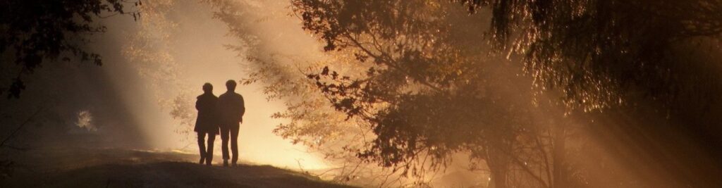 Walking each other home.